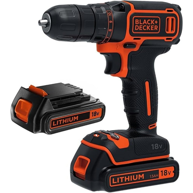 BLACK & DECKER BDCDC18B-QW — Cordless Drill, 18 V, 2x1.5 Ah, Li-Ion