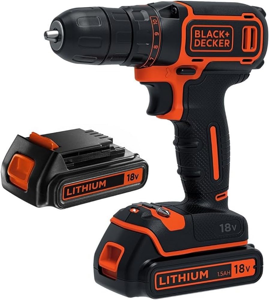 BLACK & DECKER BDCDC18B-QW — Cordless Drill, 18 V, 2x1.5 Ah, Li-Ion