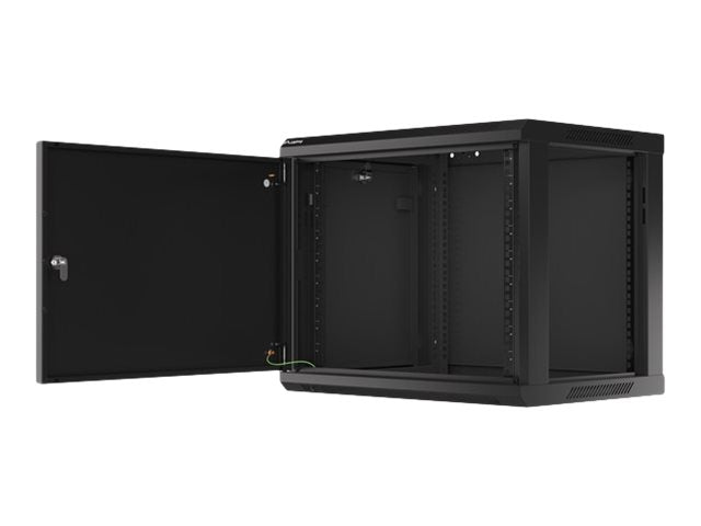 Lanberg WF01-6409-00B — Rack cabinet 19" wall-mount 9U/600x450 for self-assembly with metal door (flat pack), Black