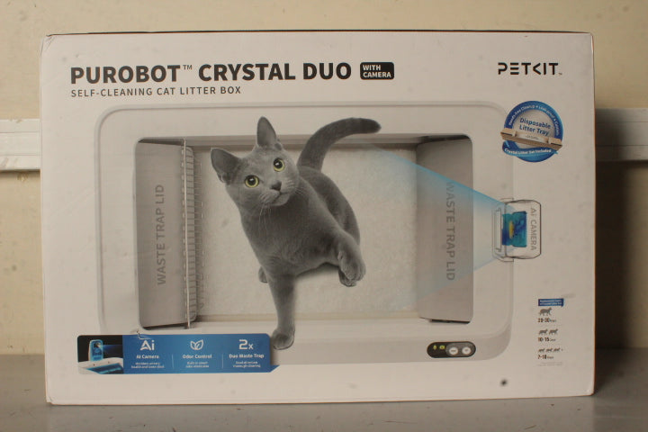 PETKIT Purobot Crystal Duo with Camera Self-Cleaning Cat Litter Box, White, 24 month(s)