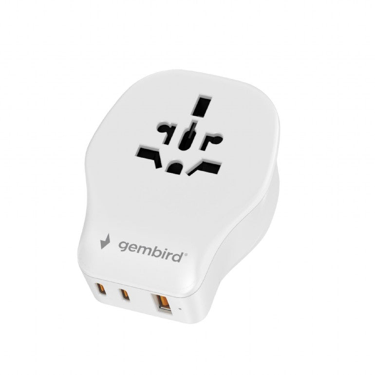 Gembird TPA-1A2C20-02-W — Universal travel power adapter, 20 W
