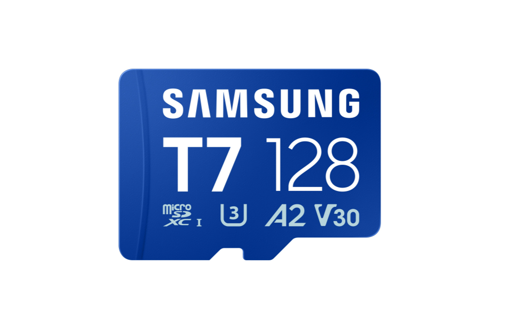 Samsung T7 — MicroSD card, 128 GB, microSDXC, Flash memory class U3, V30, A2