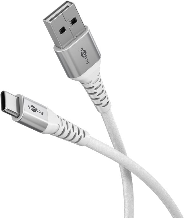 Goobay 74530 — USB-C to USB-A Supersoft Textile Cable with Metal Plugs