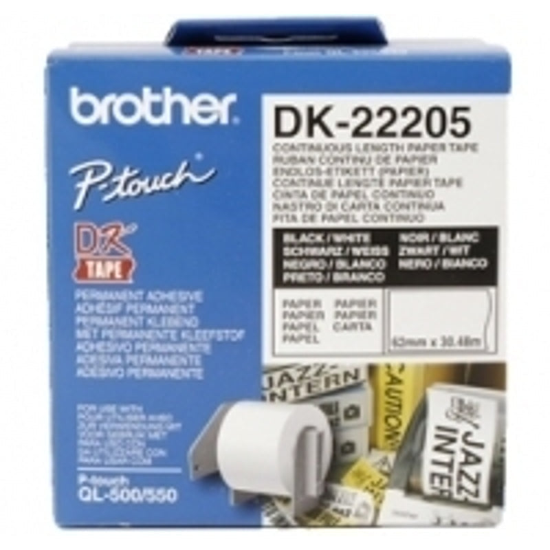 Brother DK-22205 Continuous Length Paper Label, White, 30.5 m