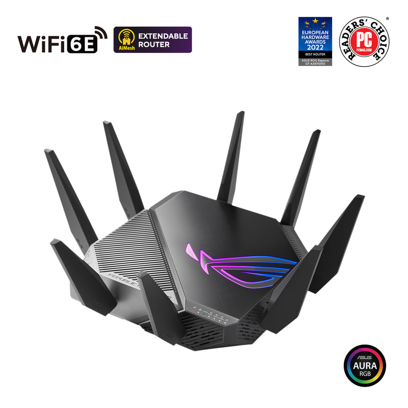 Asus ROG GT-AXE11000 Rapture — Wi-Fi 6 Tri-Band Gigabit Gaming Router, 802.11ax, 1148+4804+4804 Mbit/s, 10/100/1000/2500 Mbit/s