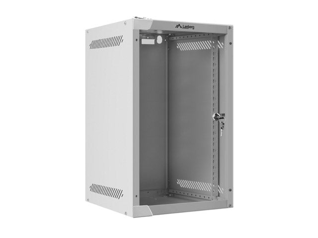 Lanberg WF10-2309-10S — Rack cabinet 10" wall-mount 9U/280x310 (flat pack) with glass door, Gray
