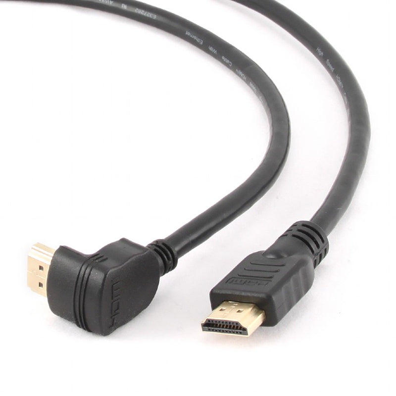 Cablexpert CC-HDMI490-6 — HDMI High speed 90 degrees male to straight male connectors cable, 19 pins gold-plated connectors, HDMI 19pin male, HDMI 90 degrees male, 1.8 m
