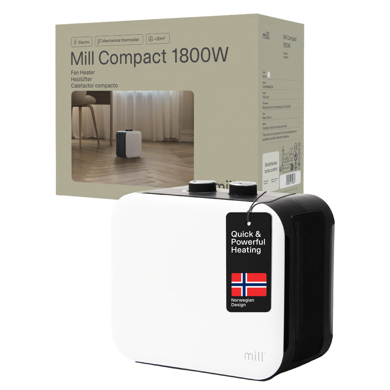 Mill CUS1800MECW — Compact PTC Fan Heater, 1800 W, Number of power levels 3, Suitable for rooms up to 10-30 m²