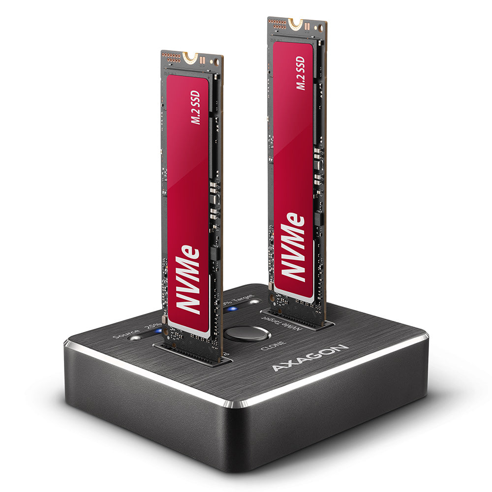AXAGON ADSA-M2C — USB-C 3.2 Gen2 - 2x NVMe CLONE DUAL SDD Dock Station