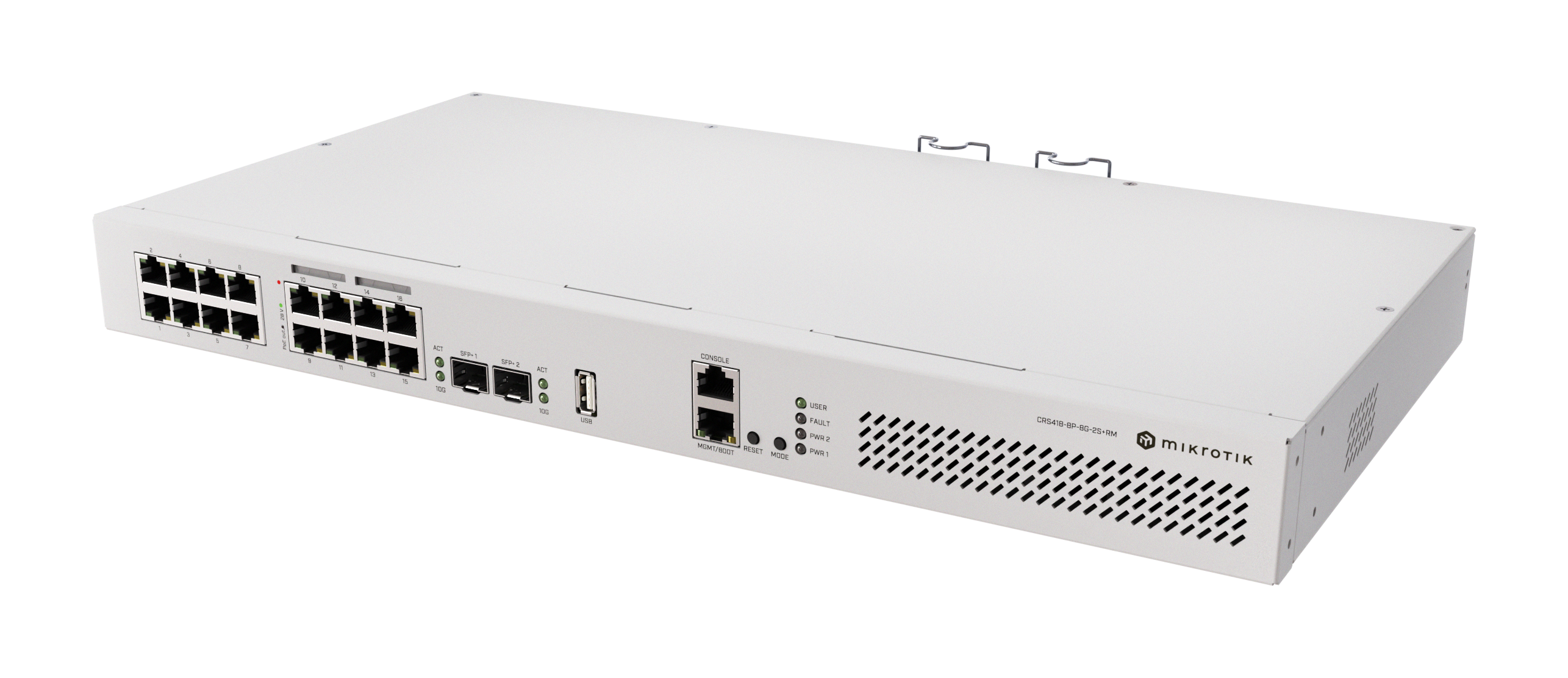 MikroTik CRS418-8P-8G-2S+RM — Cloud Router Switch with RouterOS L5, racmount case