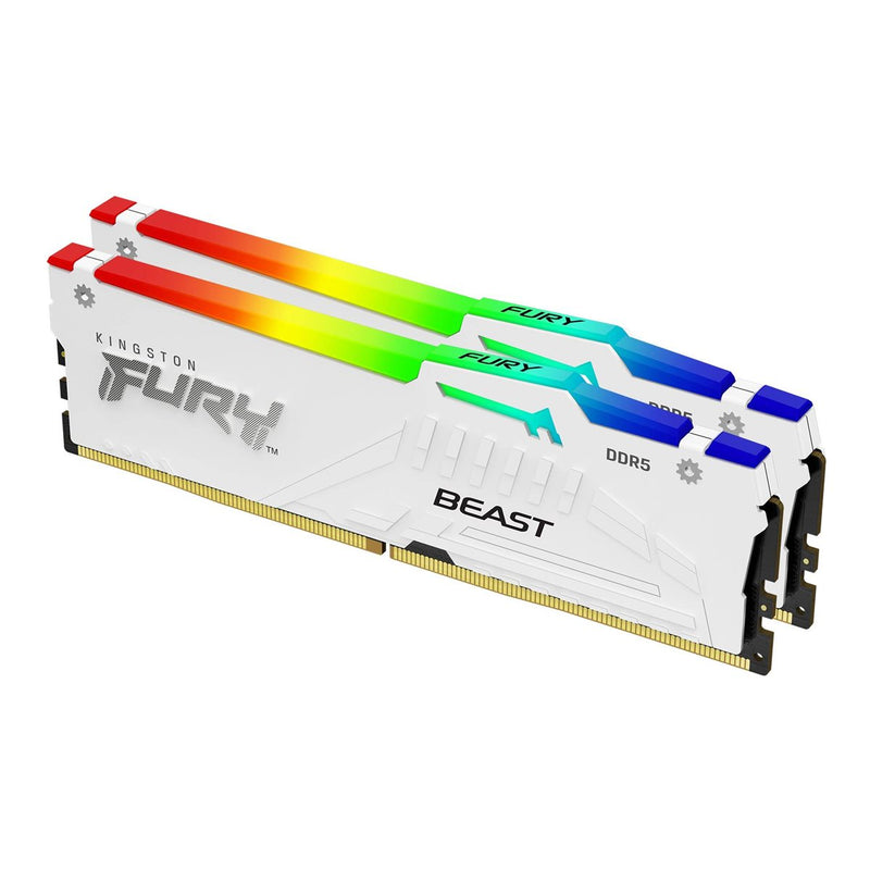 Kingston KF564C32BWEAK2-64 64GB 6400MT/s DDR5 CL32 DIMM (Kit of 2) FURY Beast White RGB EXPO
