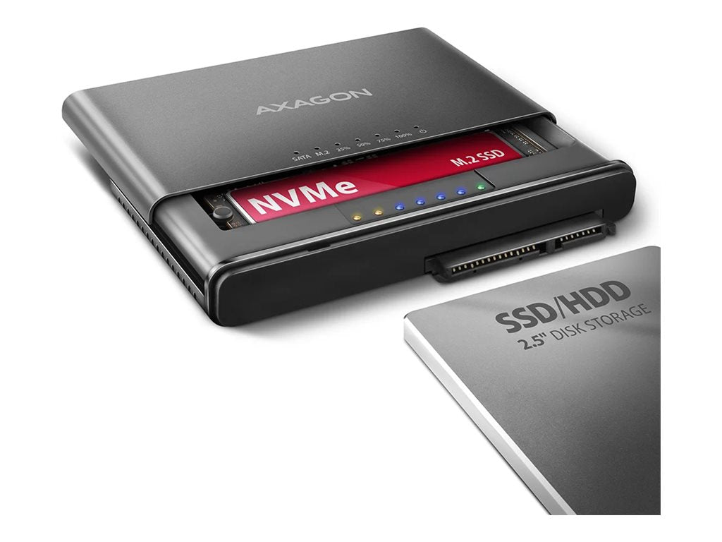 AXAGON ADSA-CC — USB-C 10Gbps M.2 NVMe + SATA SSD/HDD adapter