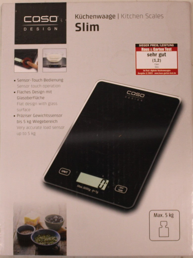 Caso Slim — Kitchen scale, Maximum weight (capacity) 5 kg, Graduation 1 g, Black