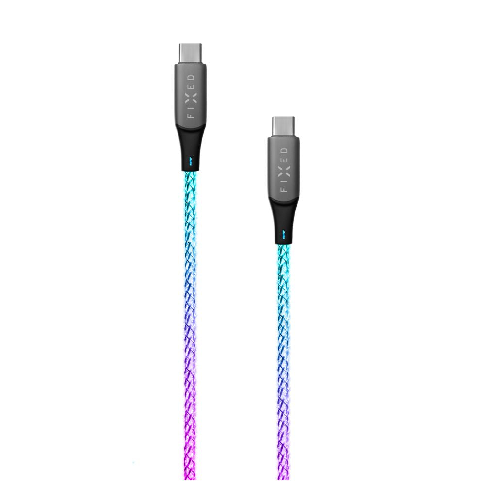 Fixed FIXDLED-CC-RA — Glowing Charging Cable USB-C/USB-C, PD support, Rainbow