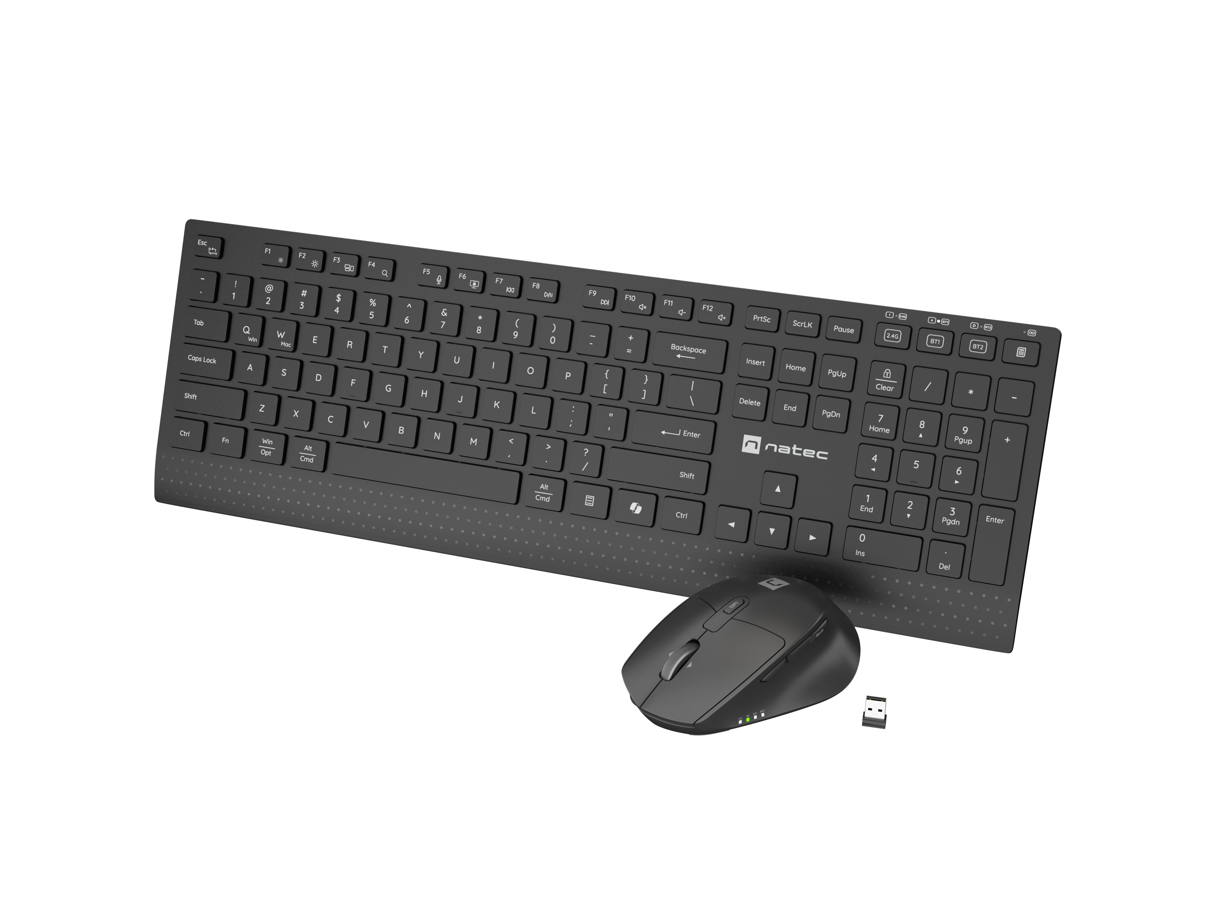 Natec Stringray 2 — Keyboard and Mouse, Keyboard and Mouse Set, Wireless, Black