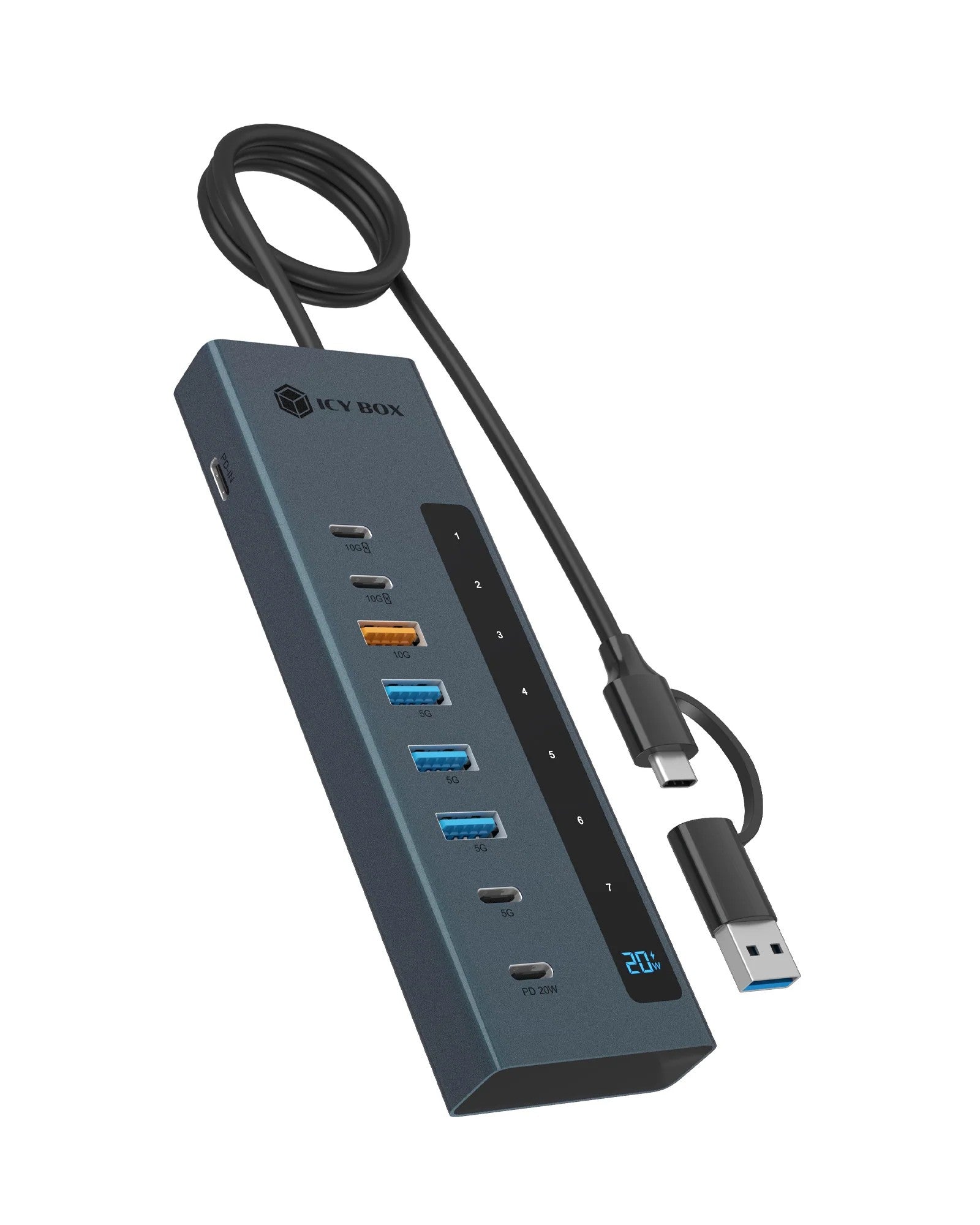 Raidsonic IB-HUB1743-CPD — 9-in-1 hub with Power Delivery and Type-C/Type-A host connection