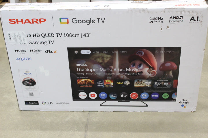 Sharp 43HR7265E, Smart TV, Google TV, Black