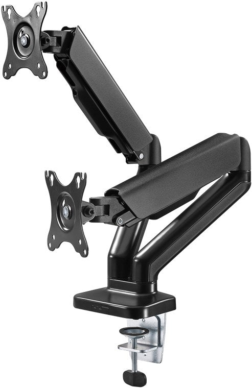 Goobay Desk Mount, Double Monitor Mount with Gas Spring, Swivel, Tilt, Rotation, 17-32 "