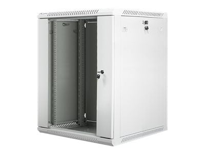 Lanberg WF01-6615-10S — Rack cabinet 19" wall-mount 15U/600x600 (flat pack) with glass door, Grey