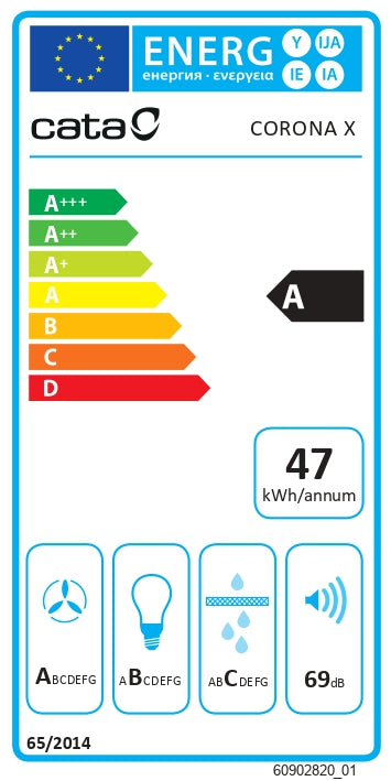 CATA Hood CORONA WH 60 /C, Integrated, Energy efficiency class A, Width 59.5 cm