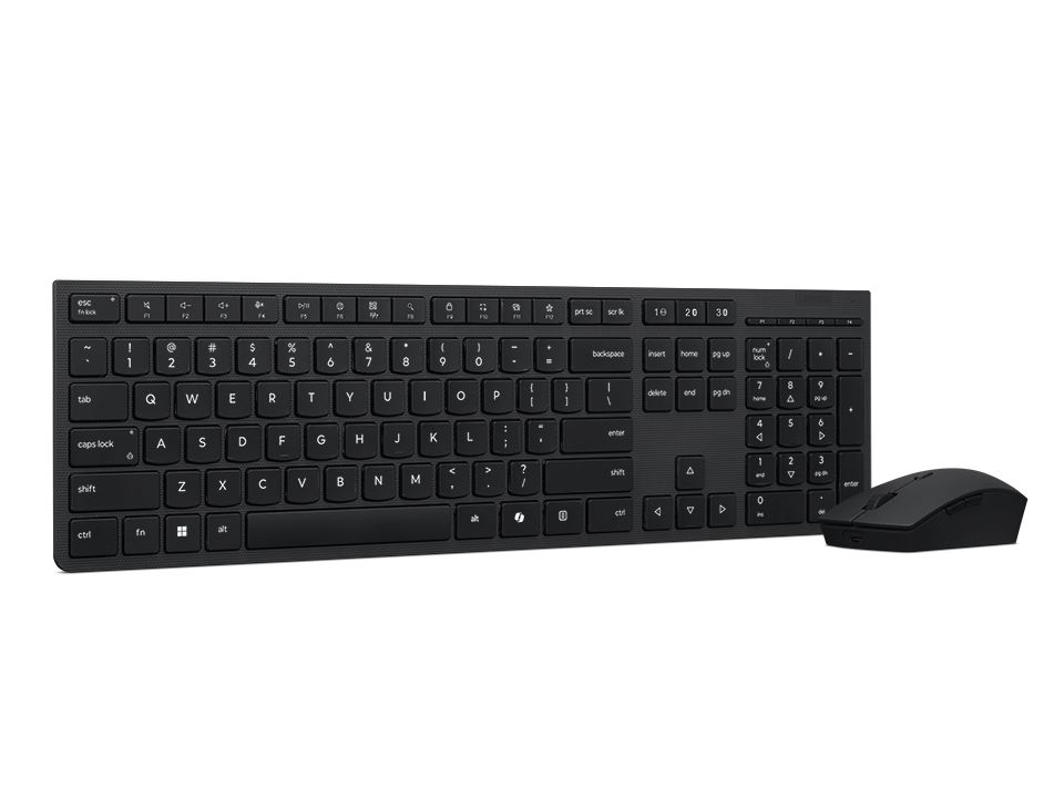 Lenovo Professional Wireless Rechargeable Combo Keyboard and Mouse, Keyboard and Mouse Set, Mouse included, Bluetooth