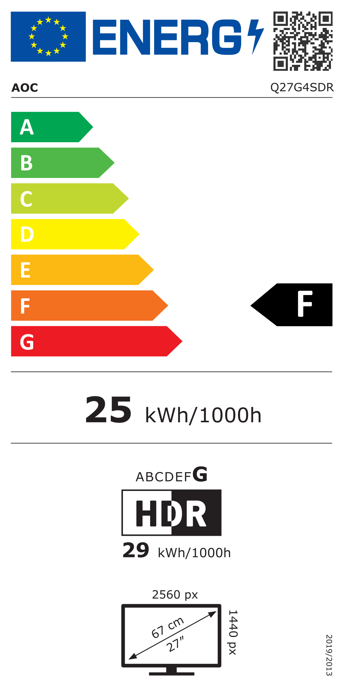 AOC Q27G4SDR, 27 ", QD-OLED, QHD