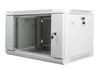 Lanberg WF01-6406-10S — Rack cabinet 19" wall-mount 6U/600x450 (flat pack) with glass door, Grey