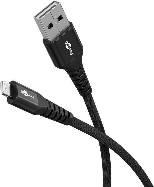 Goobay 74504 — Lightning USB-A Supersoft Textile Cable with Metal Plugs