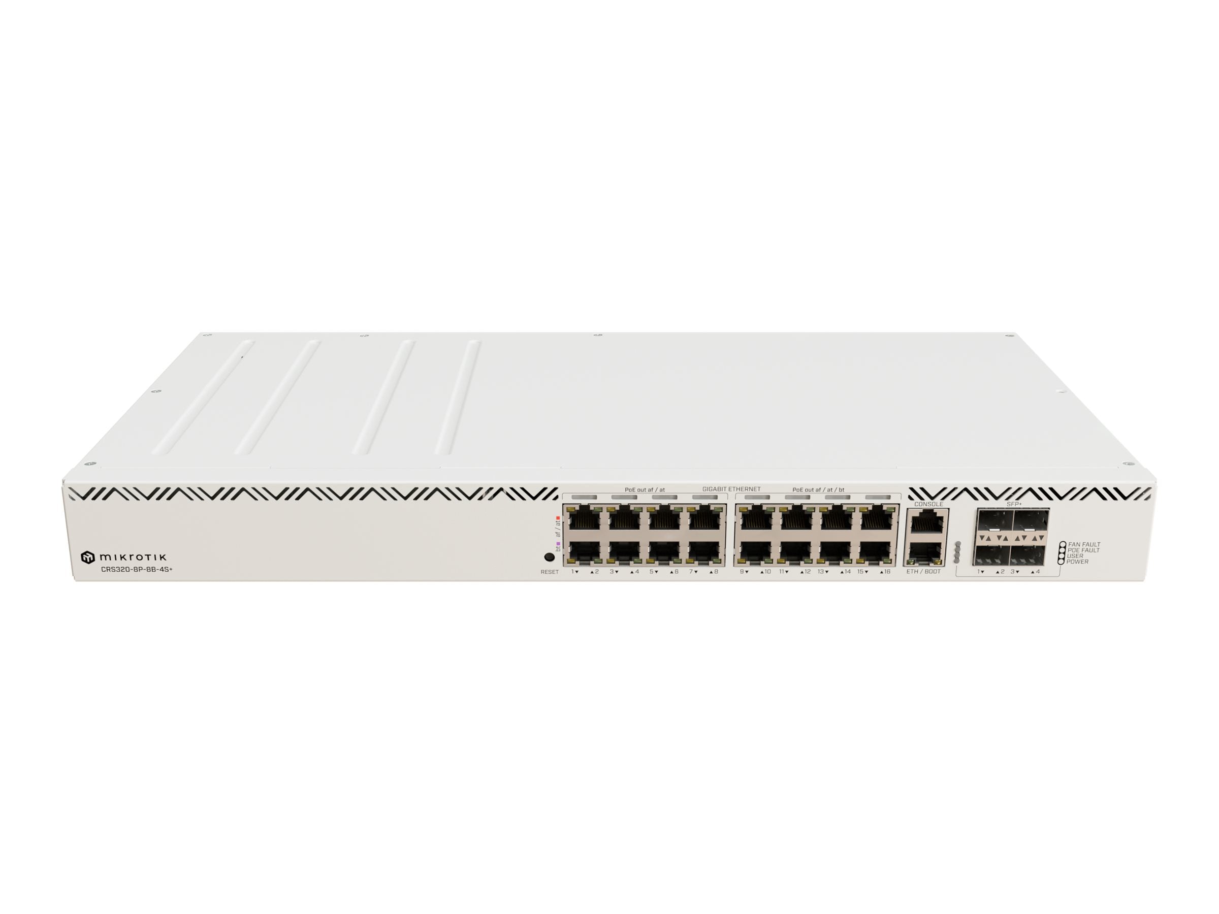 MikroTik CRS320-8P-8B-4S+RM with RouterOS v7, 2U rackmount Enclosure — Cloud Router Switch, Mesh Support No, MU-MiMO No, No mobile broadband