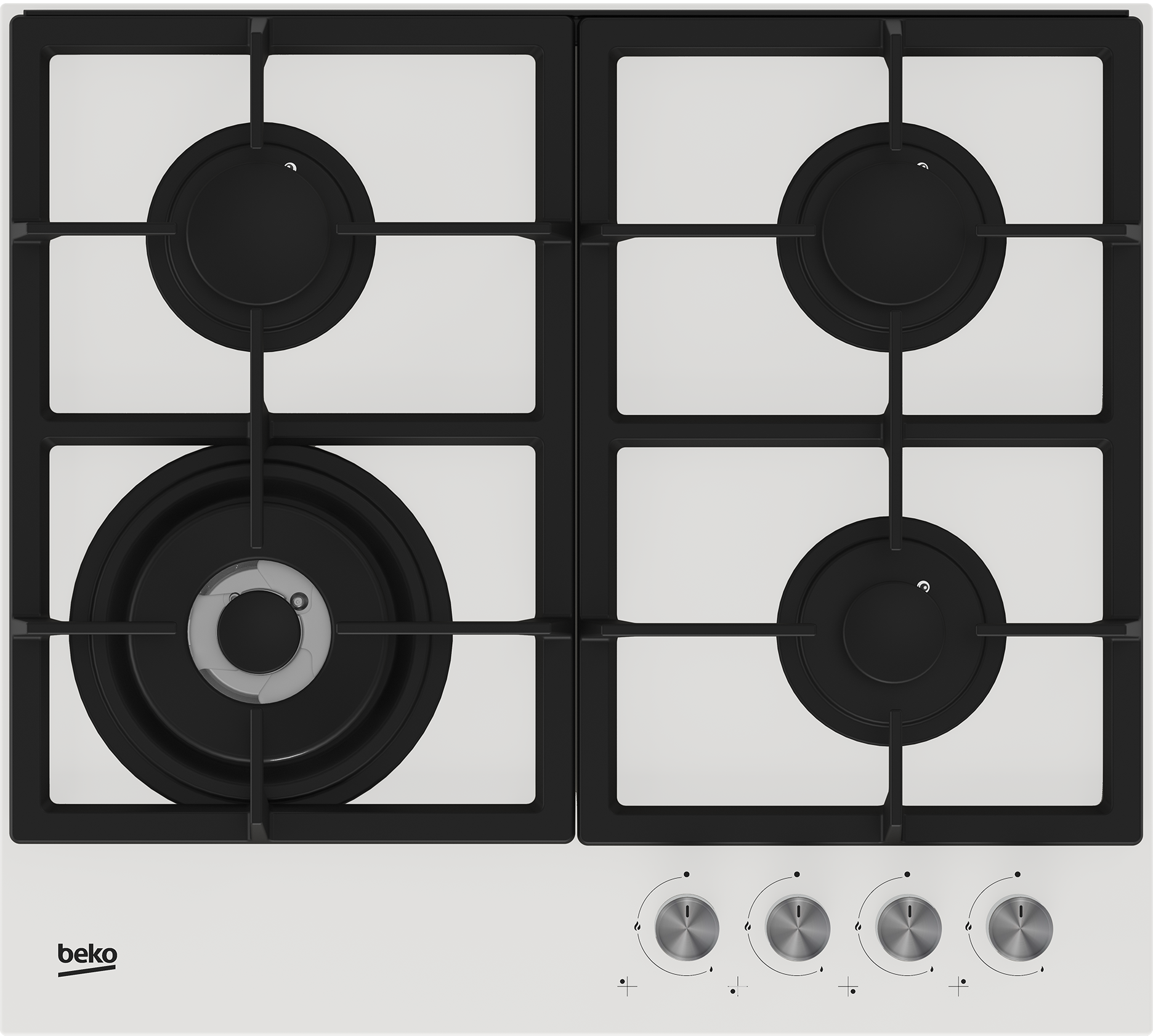 BEKO Hob HILW64225SW, Gas, Number of burners/cooking zones 4, Knob
