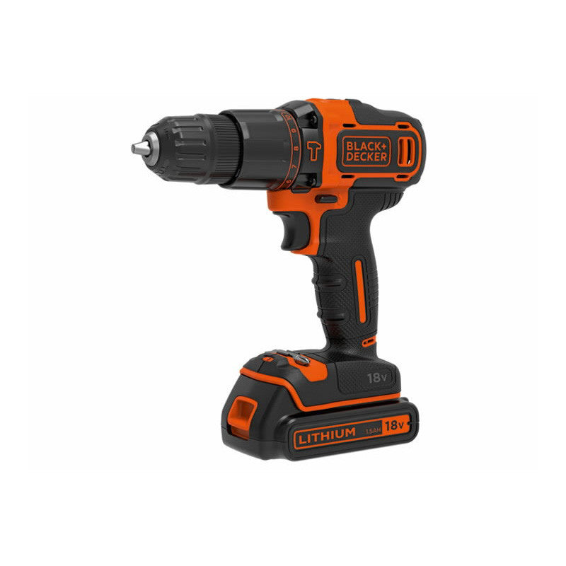 BLACK & DECKER BDCHD18KB-QW — Cordless Drill/Driver, 18 V, 2x1.5 Ah, Li-Ion