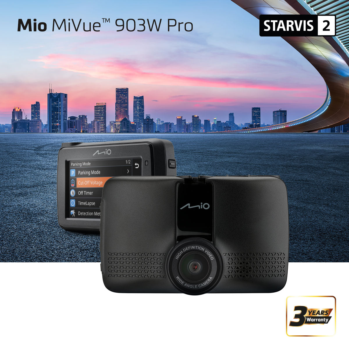 Mio MiVue 903W Pro — Car Dash Camera, GPS, Wi-Fi