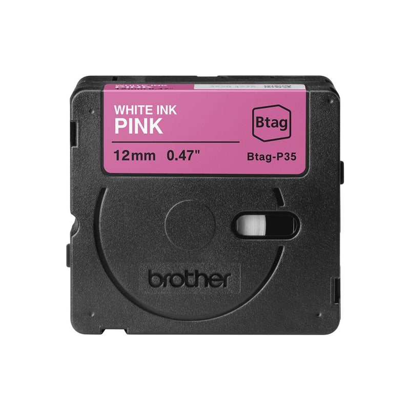 Brother BTAG-P35 — Label Tape, White on Pink