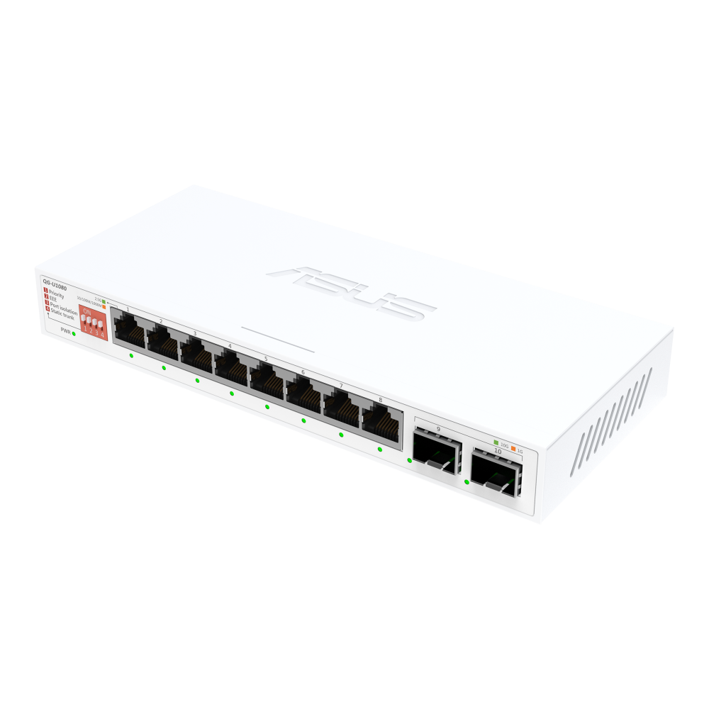 Asus QG-U1080 — 8-Port 2.5G and 2-Port 10G SFP+ Switch, Unmanaged, Desktop, SFP+ ports quantity 2 x 10G SFP+ ports