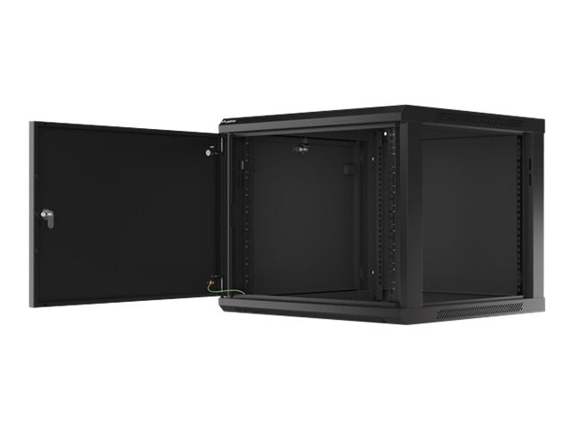 Lanberg WF01-6609-00B — Rack cabinet 19" wall-mount 9U/600x600 (flat pack) for self-assembly with metal door, Black