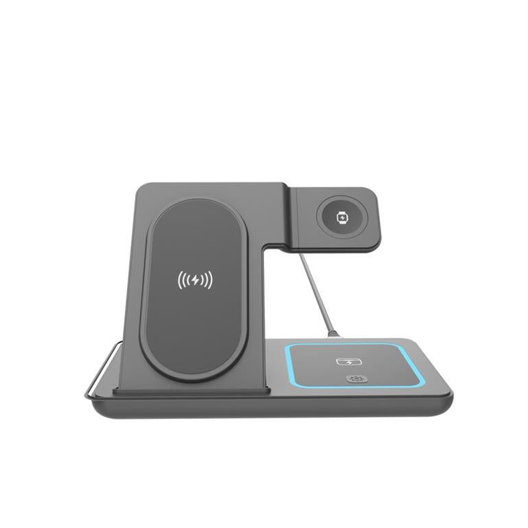 Gembird TA-WPC31S-01-BK — 3-in-1 foldable wireless charger stand, 15 W, Samsung watch