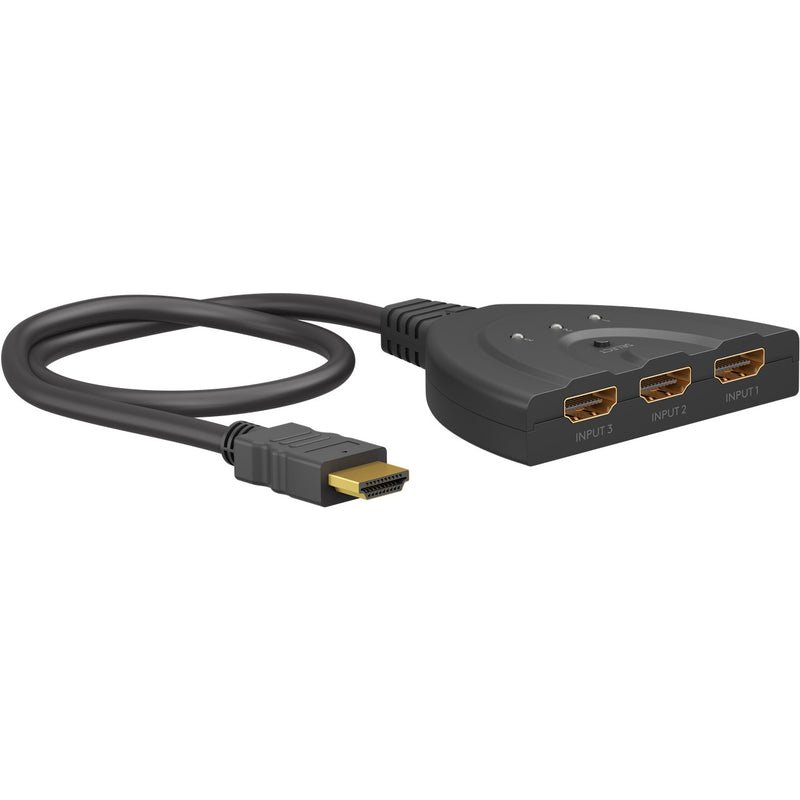 Goobay 58487 — HDMI Switch 3 to 1 (4K @ 30 Hz), Black, HDMI female, 3 HDMI female
