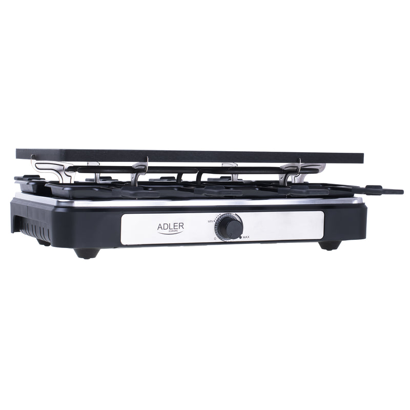 Adler AD 6616 — Raclette - electric grill, Table, 1400 W, Black/Stainless steel