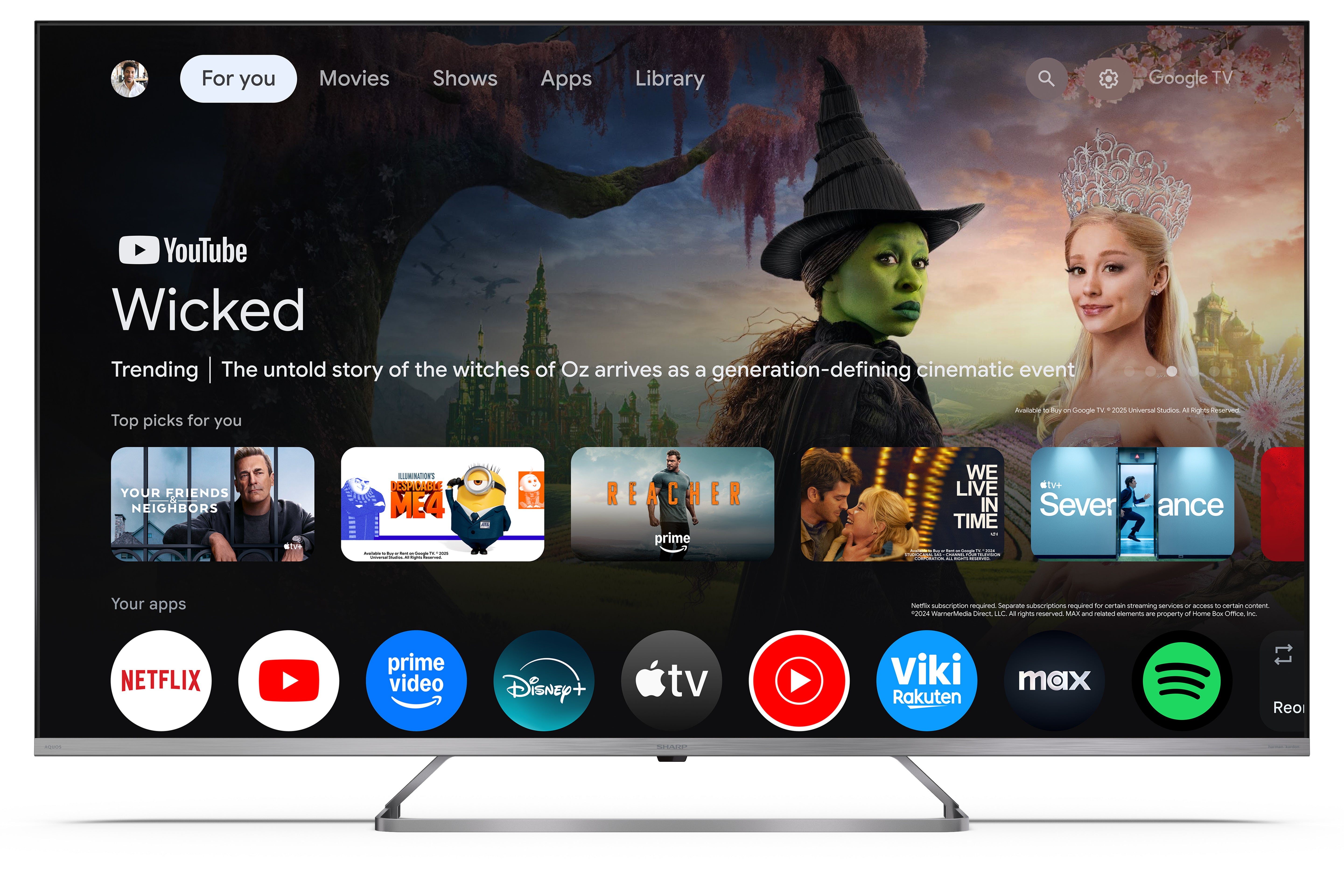 Sharp 55JP7265E — 4K Ultra HD QLED MiniLED TV, Google TV, UHD