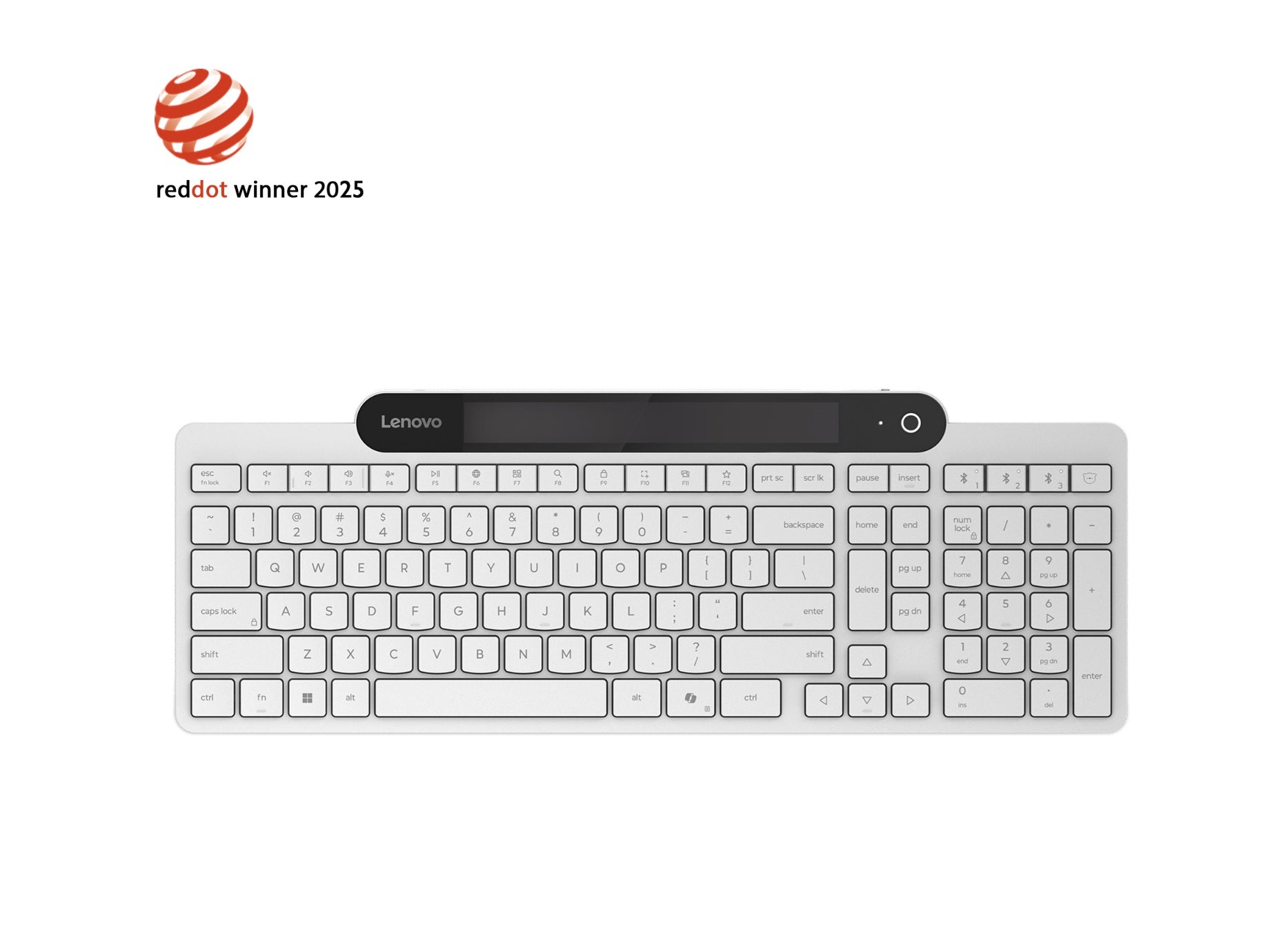 Lenovo 800 Self-Charging Bluetooth Keyboard-US English, White