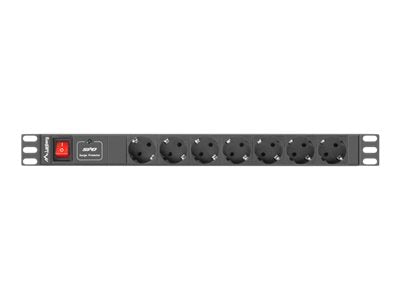 Lanberg PDU-07F-0200-BK — Power Distribution unit (PDU) 19" 1U 16A 2m 7X Schuko oulets