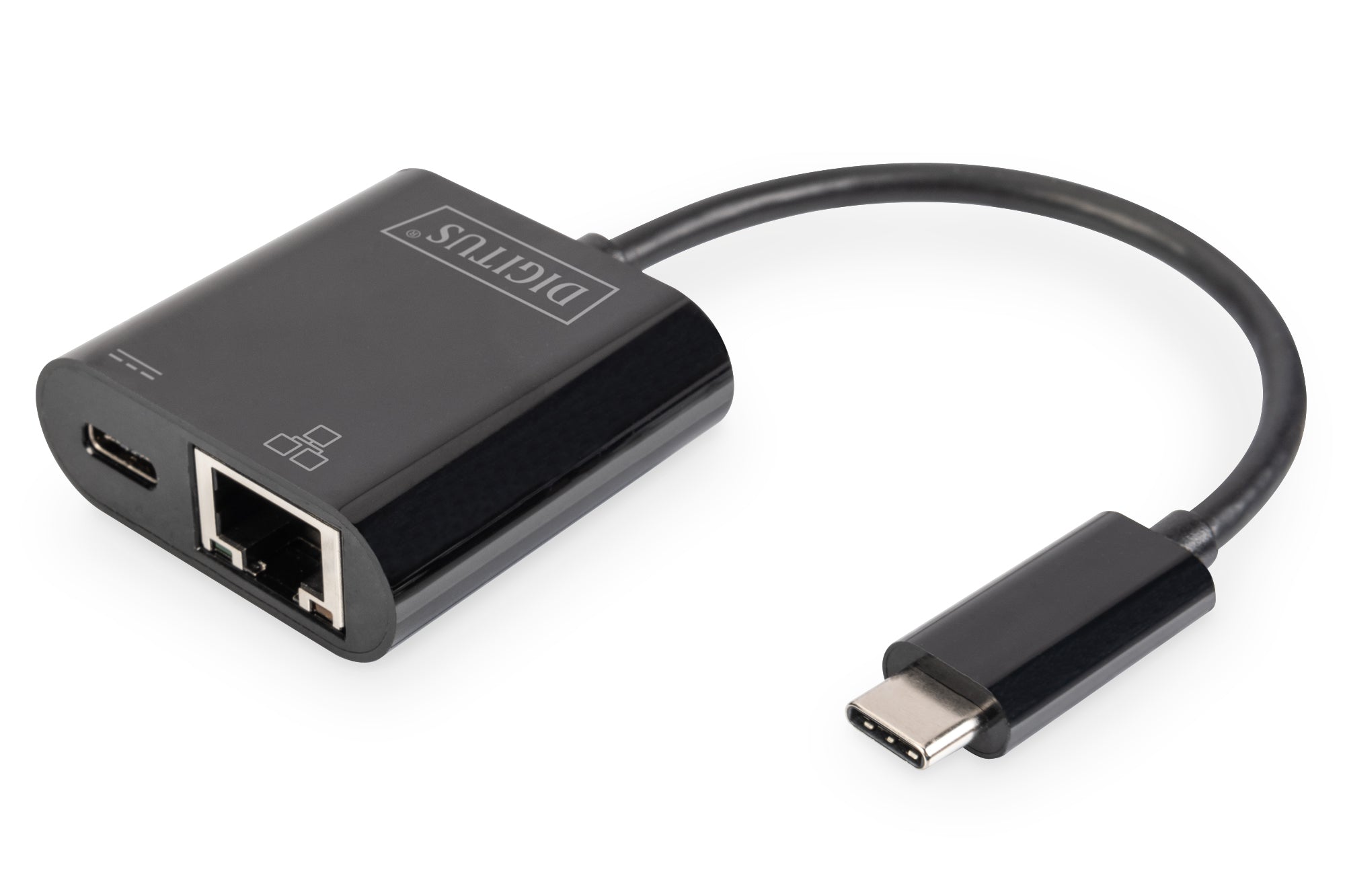 Digitus DN-3027 — USB-Type-C Gigabit Ethernet Adapter + PD with power delivery function, Black