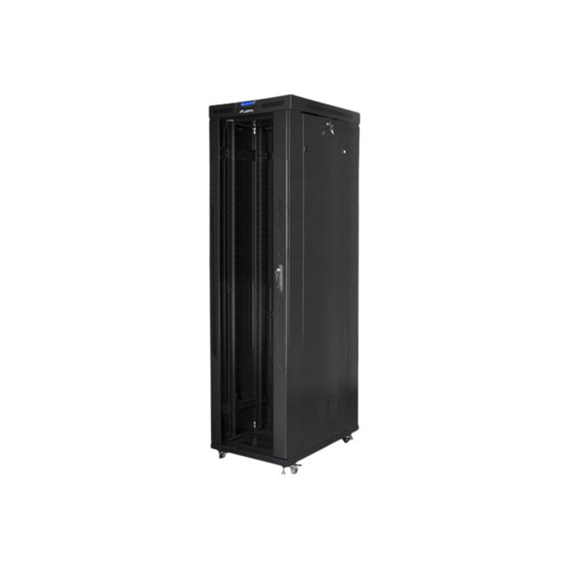 Lanberg FF01-8047-12BL — Rack cabinet 19" free-standing 47U/800x1000 (flat pack) with glass door, LCD, Black