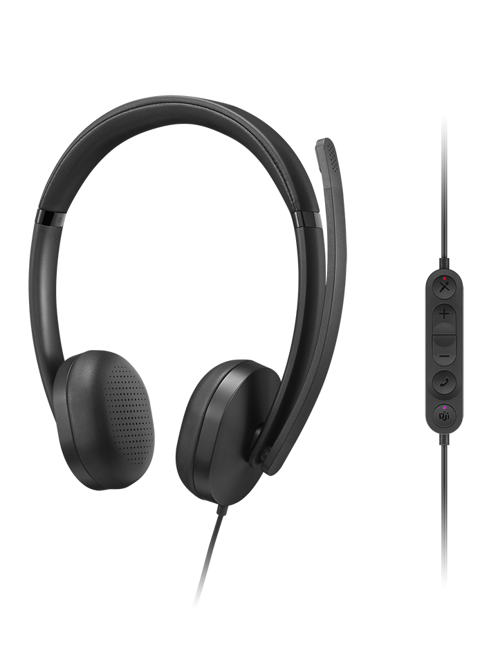 Lenovo Wired VoIP Headset 5000 (Teams), Built-in microphone, USB Type-A, USB Type-C, Black