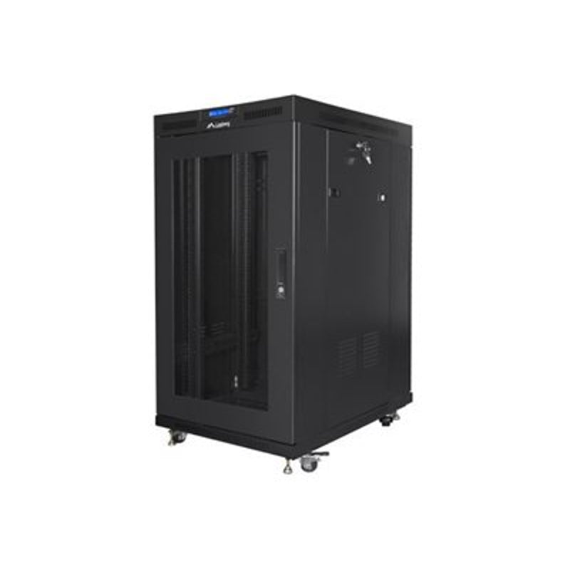 Lanberg FF01-8022-23BL — Rack cabinet 19" free-standing 22U/800x1000 (flat pack) with mesh door, Black