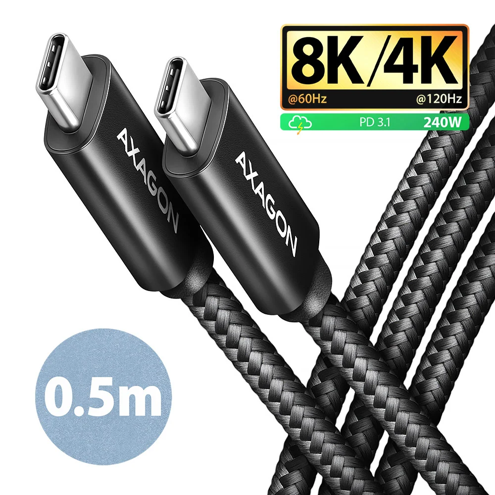 AXAGON BUCM4X-CM05AB — NewGEN+ USB-C to USB-C 4 Gen 3×2/240 W cable, 0.5 m