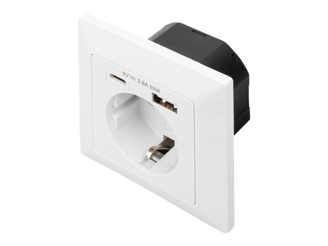 Digitus Safety Plug for Flush Mounting with 1 x USB Type-C, 1 x USB A