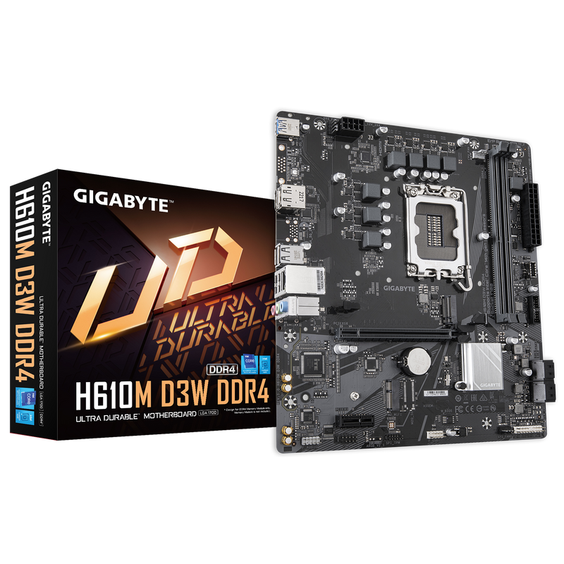 Gigabyte H610M D3W DDR4, Processor family Intel, Processor socket LGA1700, Number of SATA connectors 4