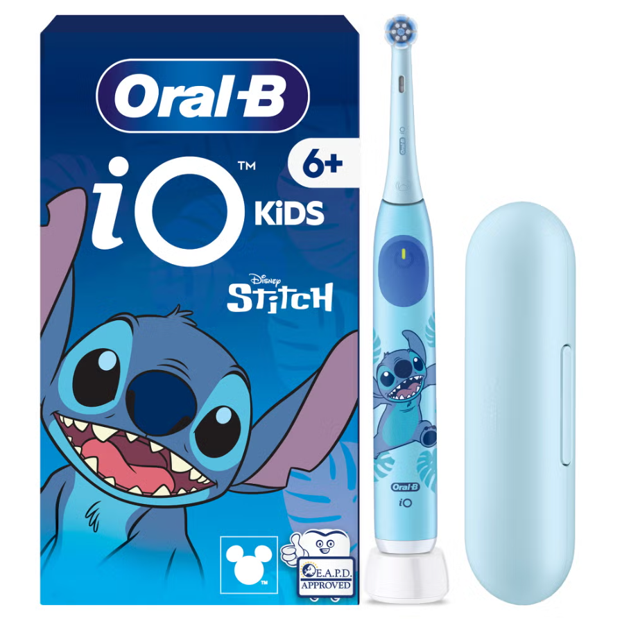 Oral-B iO Kids Disney Stitch — Electric Toothbrush with Travel Case, 6Y+, Rechargeable, For kids, Number of brush heads included 1