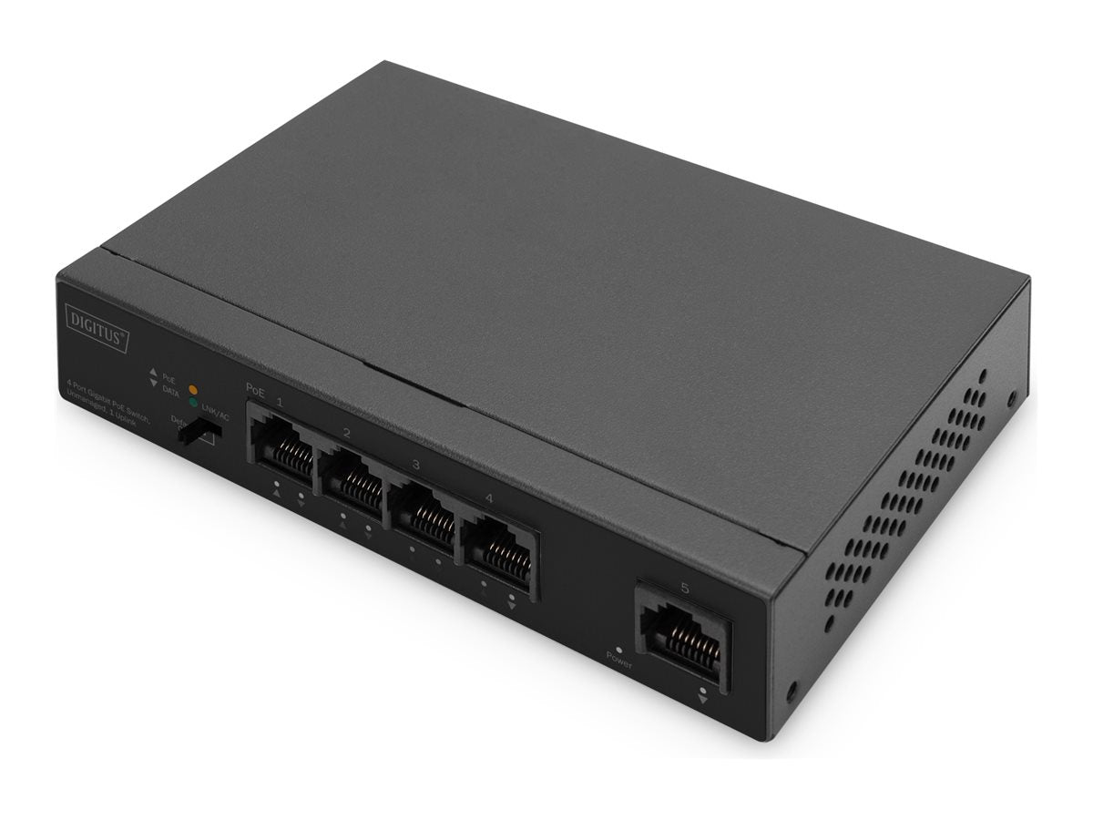 Digitus DN-95330-1 — 4 Port Gigabit PoE Switch, Unmanaged, Desktop